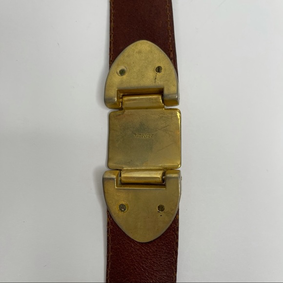 Fossil Brown Metal Hinge Accent Boho Western Belt Size L - Picture 12 of 14